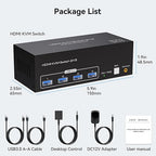 8K 60Hz HDMI KVM Switch 3 Monitors 2 Computers 4K 120Hz USB 3.0 KVM Switches - Image 7