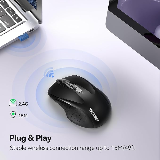 TECKNET Wireless Silent Mouse, Quiet Click, 2.4G Optical Cordless Mouse - Image 5