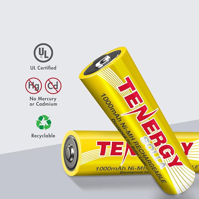 Tenergy Solla Rechargeable NiMH AA Battery, 1000mAh Solar Batteries - Image 5