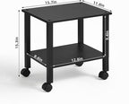 2 Tier Printer Stand with Storage, Under Desk Shelf Printer Table, Rolling - Image 3