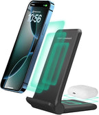 2 in 1 Wireless Charger, Foldable 20W Fast Wireless Charging Stand Compatible by WirelesschargingStation