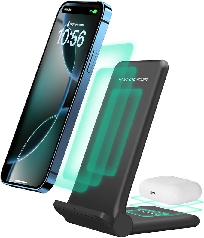 2 in 1 Wireless Charger, Foldable 20W Fast Wireless Charging Stand Compatible by WirelesschargingStation