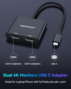 USB C to Dual HDMI Adapter 4K@60Hz, HDMI Splitter - Image 6