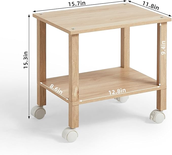 2 Tier Printer Stand with Storage, Under Desk Shelf Printer Table, Small - Image 3