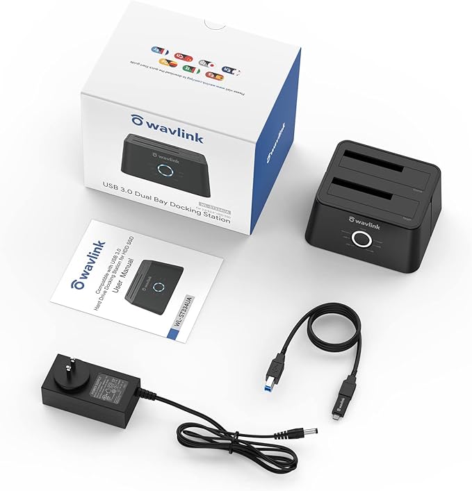 WAVLINK USB 3.0 and USB C to SATA Dual-Bay External Hard Drive Docking Station - Image 9
