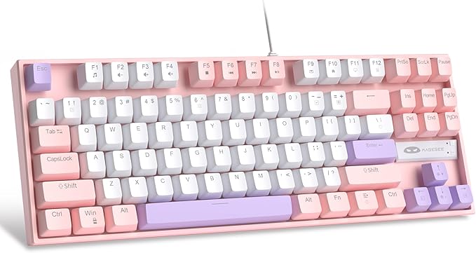 MageGee 75% Mechanical Gaming Keyboard, LED Blue Backlit, 87 Keys Compact TKL by MageGee