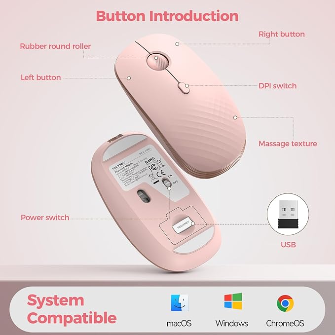 TECKNET Wireless Mouse, Rechargeable Slim Portable Silent Computer Mouse - Image 7