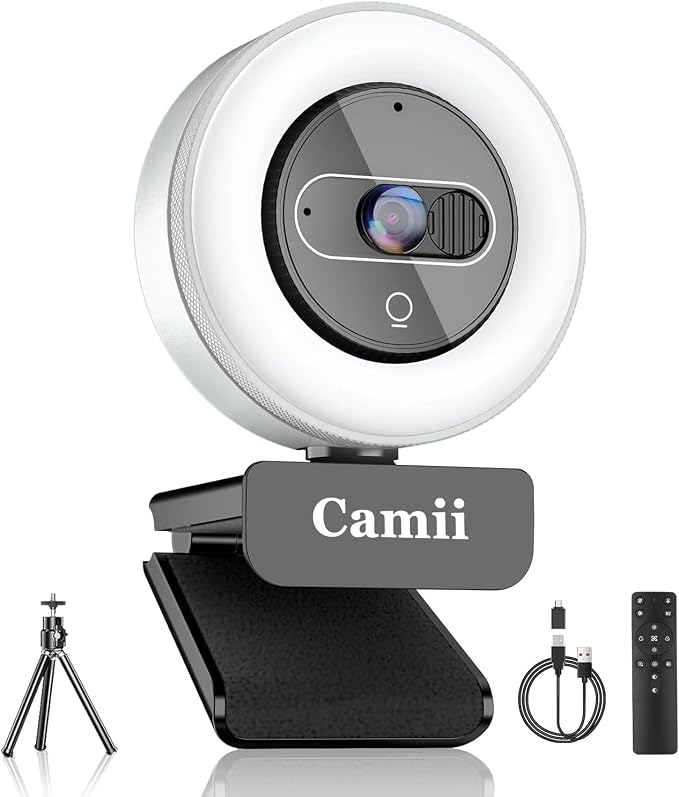 4K Webcam with Light, HD Webcam by Camii