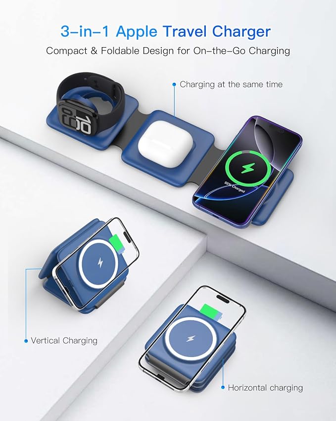 Charging Station for Apple Devices - 3 in 1 Magnetic Foldable Wireless Charger - Image 3