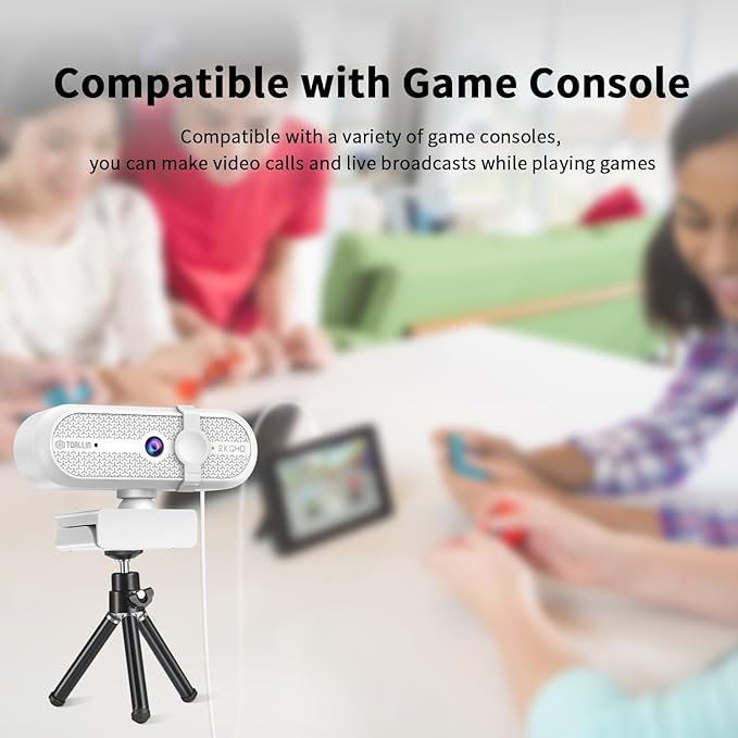 TOALLIN 2K Webcam for PC, Built-in Mic, 90° Wide Angle Webcam - Image 3