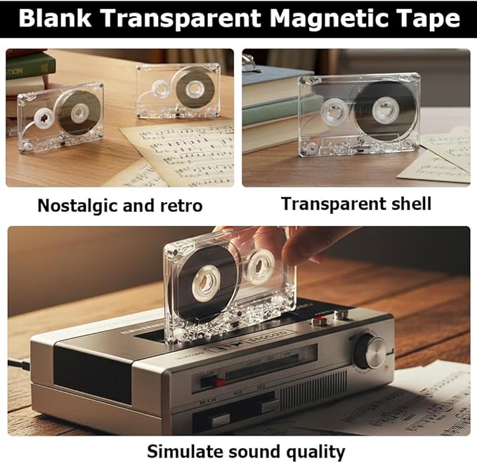 Blank Cassette Tape Case, 45/60/90 Minutes Clear Audio Recording Tape, Empty - Image 3