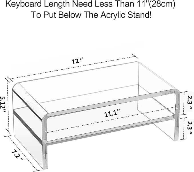 Egchi Acrylic Monitor Stand Riser, 2 Tier Clear Computer Monitor Stand - Image 2