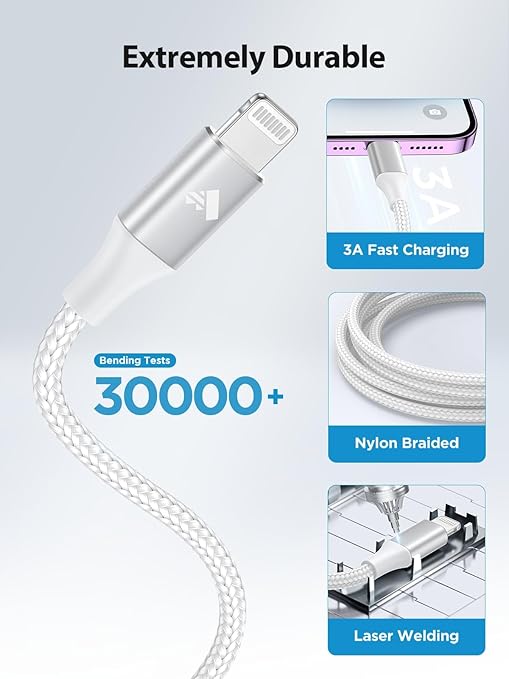 USB C to Lightning Cable 6FT, Power iPhone Charger Cord MFi Certified Braided - Image 4