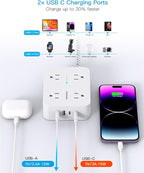 Surge Protector Power Strip 15 Ft Long Cord, HANYCONY Extension Cord 15 Feet - Image 4