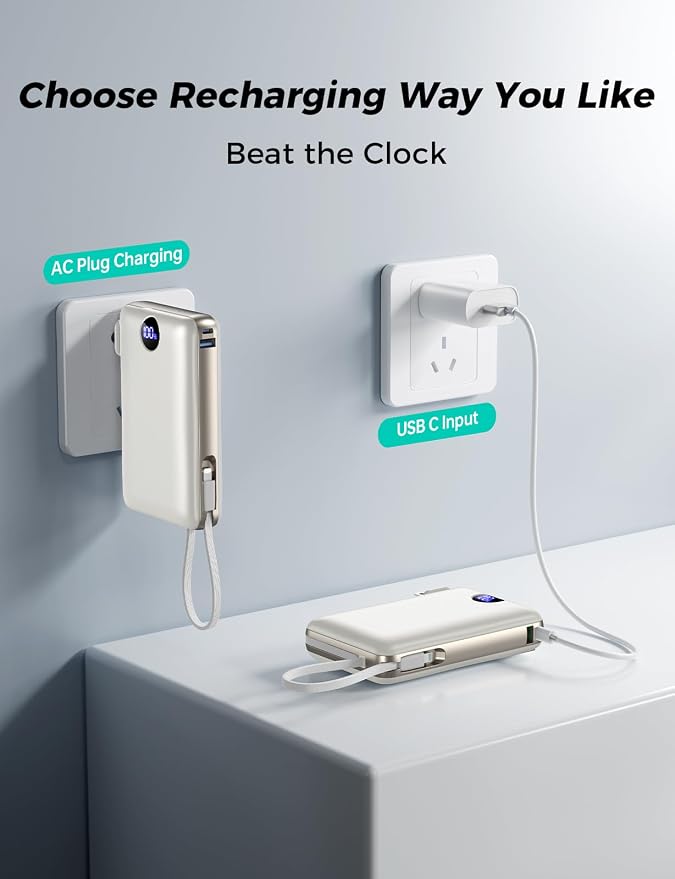 Portable Charger with Built in Cable & Wall Plug, 50000 mAh Power Bank - Image 4