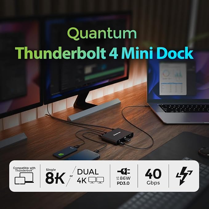 IOGEAR Quantum Thunderbolt 4 Mini Dock, Single 8K / Dual 4K Display, 40 Gbps - Image 2