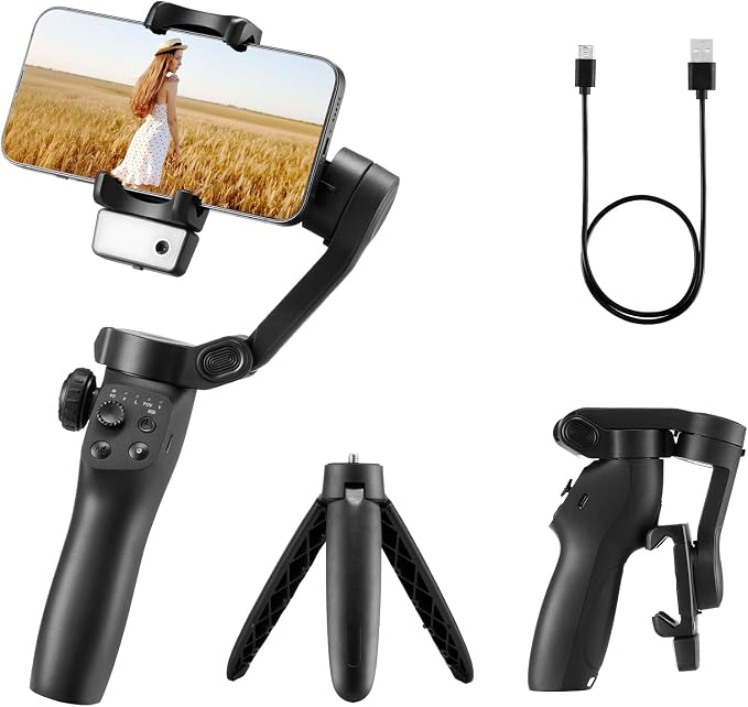 VEVOR Gimbal Stabilizer for Smartphone, 3-Axis Stabilization, AI-Powered Phone by VEVOR