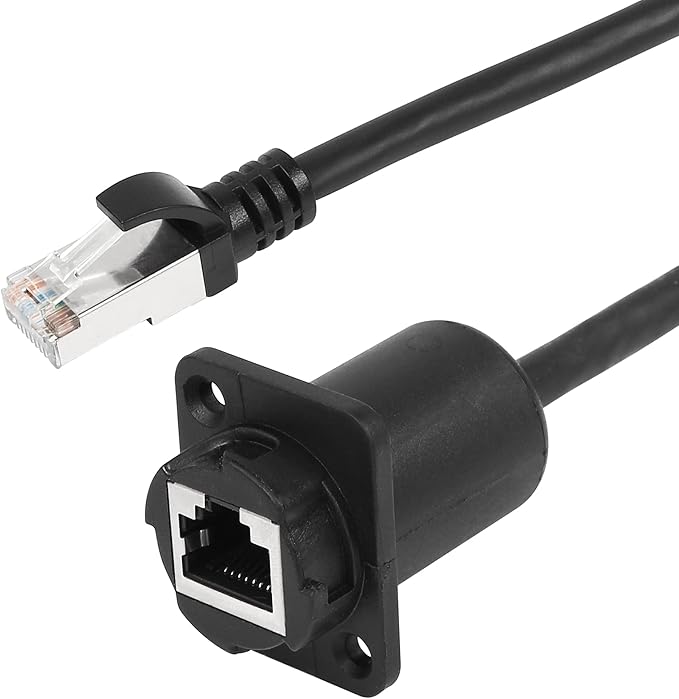 CERRXIAN 35cm RJ45 Male to Female Cat5 5e 6 Waterproof Panel Mount LAN Network - Image 2