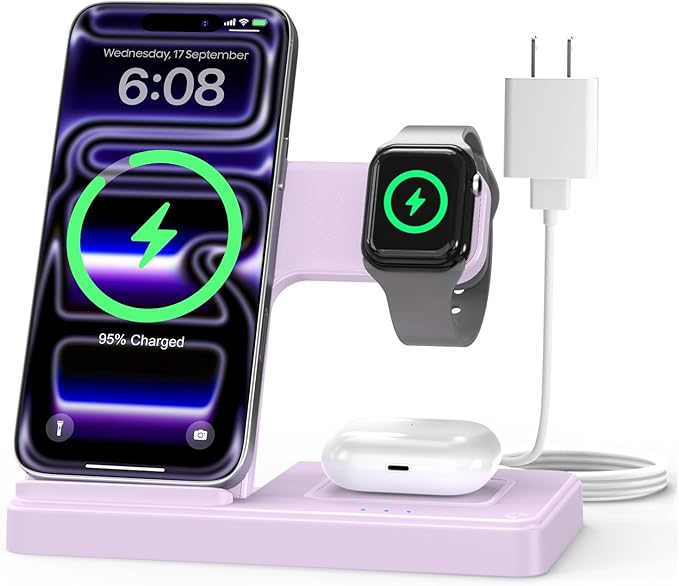 Wireless Charger Stand Charging Station: 3 in 1 Charger Multiple Devices by GETPALS