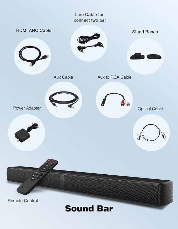 2 in 1 Separable Sound Bar for Smart TV, 2.2 Channel 32Inch Bluetooth 5.0 TV - Image 9