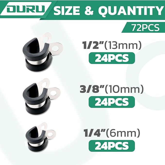 72PCS Stainless Steel Cable Clamp, Rubber Coated Cushioned Insulated Cable - Image 2