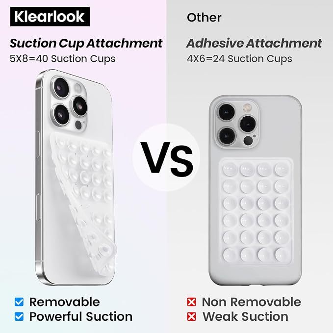 Klearlook Silicone Suction Cup Phone Case Mount Double Sided, Sticky Phone Grip - Image 3
