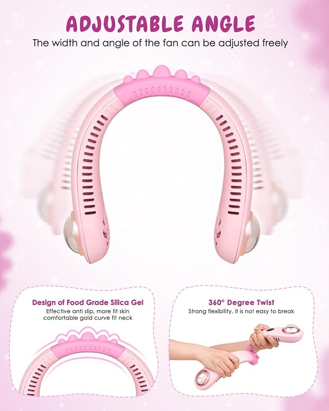 Neck Fan for Kids, Bladeless Portable Fan Rechargeable for 4-14Y Girls & Boys - Image 4