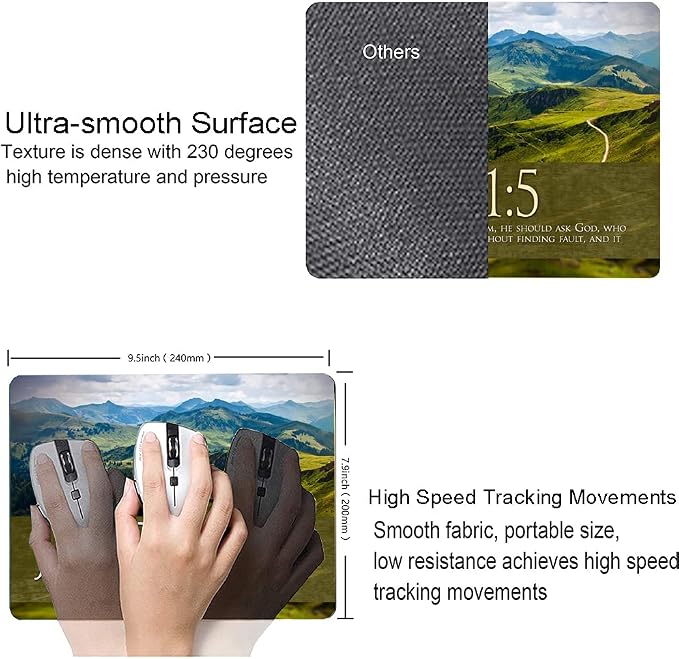 Mouse Pad, Mountains Mouse Pad Custom Design, Square Waterproof Mouse Pad - Image 3