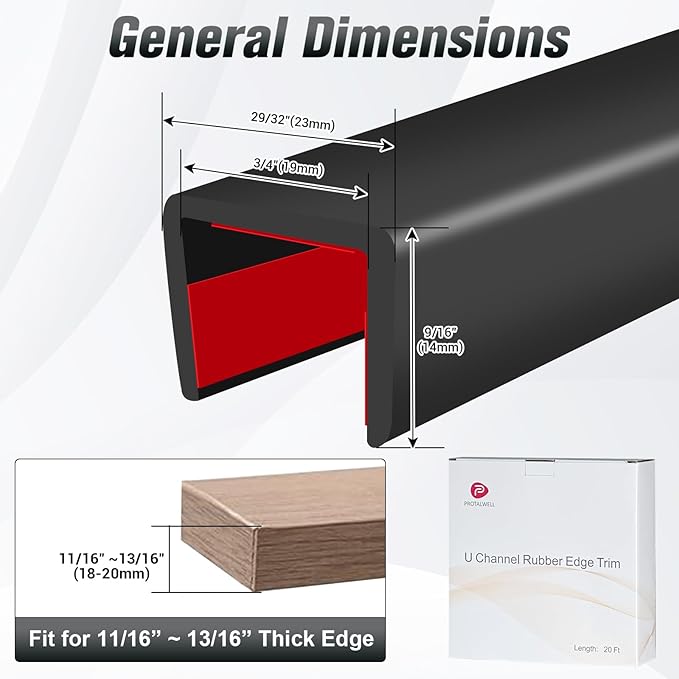 Rubber Edge Trim, Self Adhesive U Channel Edge Trim, Big Size U Shaped Trim - Image 2