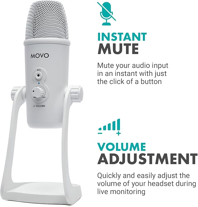 Movo UM700W White Desktop USB Microphone - Image 3