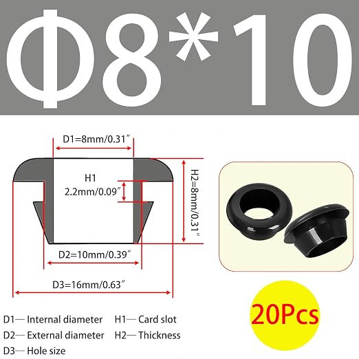 Qrity 20 PCS Rubber Grommets Cable Railing, Car Grommet, Cable Railing - Image 2