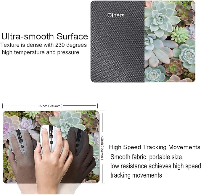 Cute Succulents Mouse Pad, Natural Plants Mousepad - Image 3