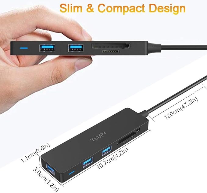 USB Hub 3.0 Splitter, TSUPY USB 3.0 Hub Multi USB Adapter Port Expander - Image 7