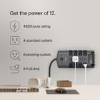 Belkin Surge Protector Power Strip w/ 8 Rotating & 4 Standard Outlets - 8ft - Image 2