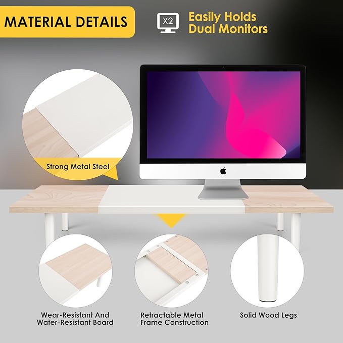 Across-Star Dual-Monitor-Stand-Riser-For-Desk Adjustable Length 32-40 - Image 4