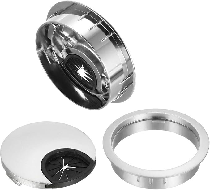 uxcell Cable Hole Cover, 2.1Inch/53mm Zinc Alloy Desk Wire Cord Cable Grommets - Image 3