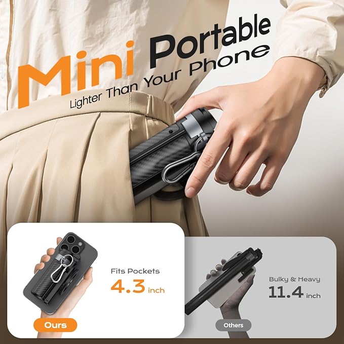 Mini Magnetic Selfie Stick, 360° Rotation Carbon Fiber Cell Phone Tripod - Image 8