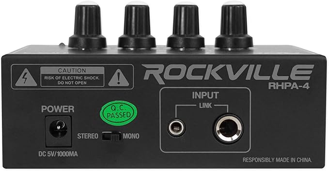 Rockville RHPA4 4-Channel Headphone Amplifier, Stereo/Mono Switch, Dual 1/4" - Image 4
