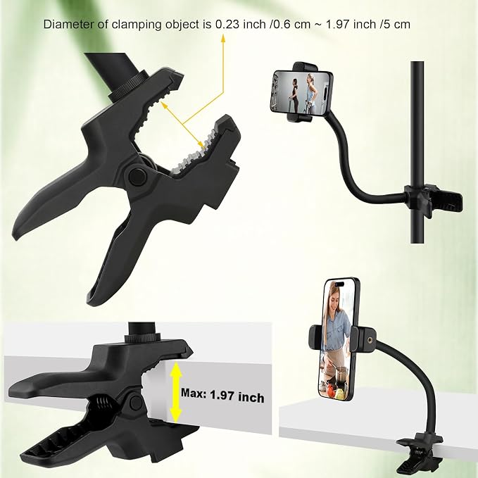 Gooseneck Phone Holder Jaws Flex Clamp Clip Mount, 11.8" Long Gooseneck Arm - Image 6