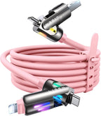 LISEN Pink iPhone Charger Cable, 240W Chubby USB C, 4 in 1 Charging Cable by Lisen