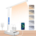 Smart Desk Lamp with Dual USB Charging & 2 AC Outlets, Digital Clock, by snsok