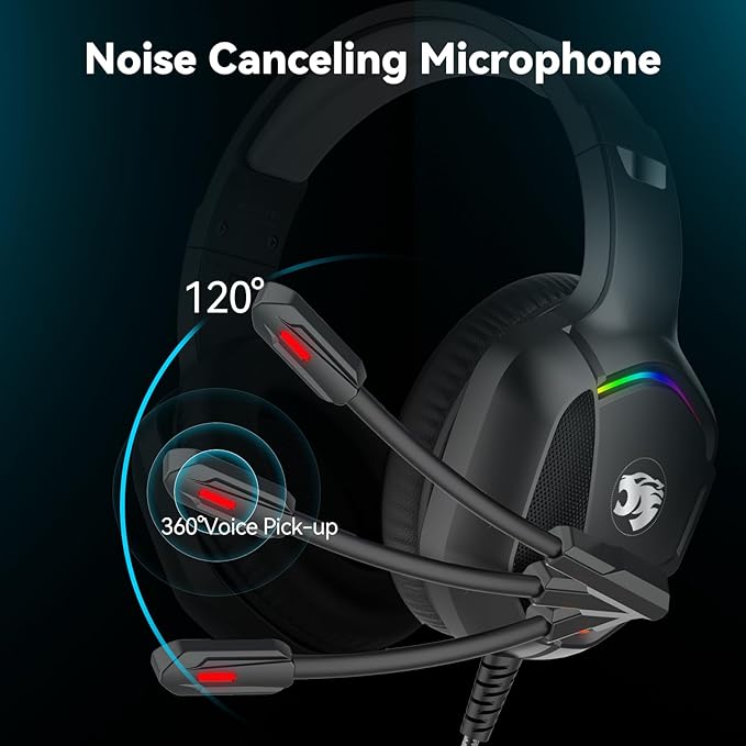Gaming Headset with Microphone for Pc, Xbox One Series X/s, Stereo Wired Noise - Image 3