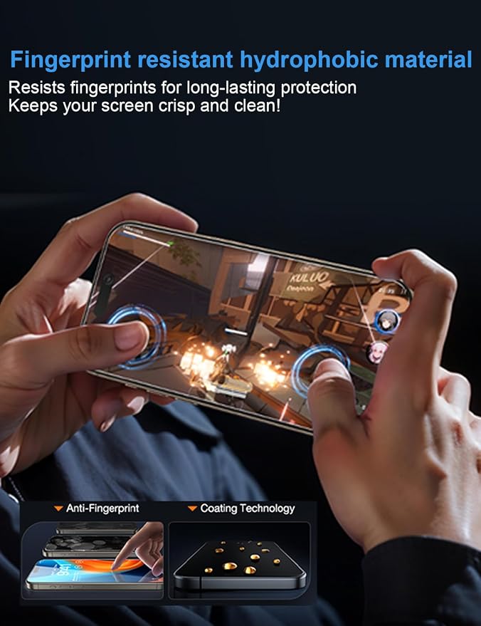 OneFish for iPhone 15 Pro Max Privacy Screen Protector, 4-Way 360° Anti-Spy - Image 6