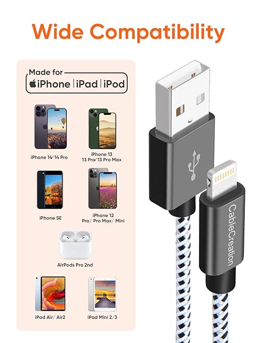 CableCreation 0.5 Feet Short iPhone Charger Cable, Lightning to USB Data Sync - Image 8