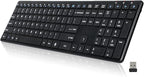 Wireless Keyboard-2.4G Ultra Slim Quiet Full Size Matte USB PC Computer Keyboard by INFINMIND