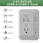 USB Wall Charger, Surge Protector, QINLIANF 5 Outlet Extender - Image 2
