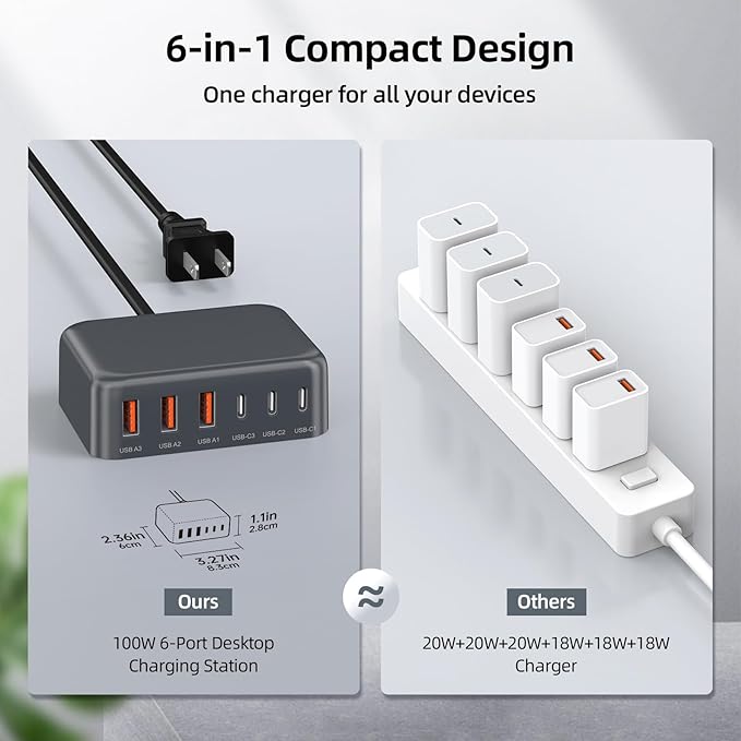 6 in 1 USB Charger, 50% Smaller Charging Station - Image 4