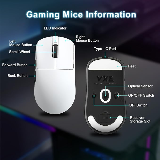 R1 SE+ Wireless Gaming Mouse, 18000 DPI, High-Precision PAW3395 SE Sensor - Image 7