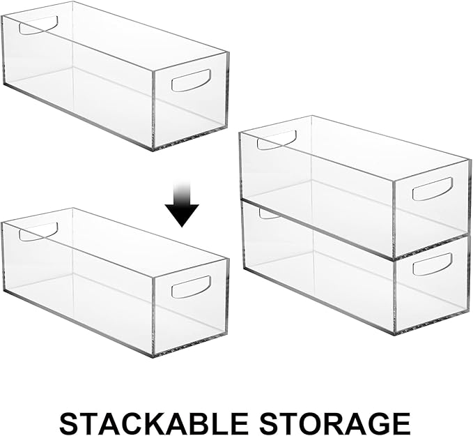 Frcctre 2 Pack Acrylic DVD/CD Storage Box, Stackable Storage Container Shelf - Image 3