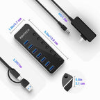 Powered UBS Hub, RSHTECH 7 Port USB 3.0/USB C Hub Upgraded Version Aluminum USB - Image 6